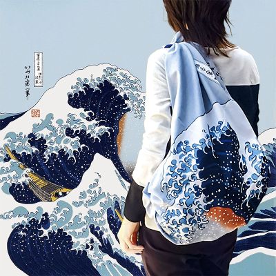 Furoshiki Hokusai azul y blanco
