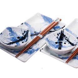 Set de sushi azul y blanco Splash