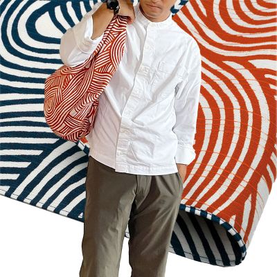 Furoshiki lazos reversible Azul Naranja