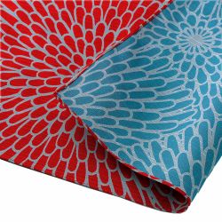 Furoshiki crisantemos reversible Rojo Azul