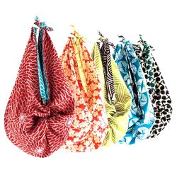 Furoshiki crisantemos reversible Rojo Azul