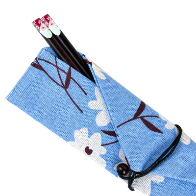 Funda palillos Hashibukuro flor azul