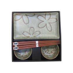 Set de sushi verde con flores
