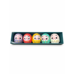 Set de 5 Darumas japoneses de la buena suerte