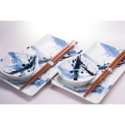 Set de sushi azul y blanco Splash
