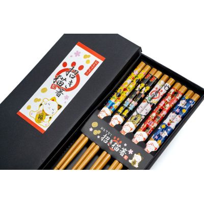 Pack de 5 palillos Maneki-neko "Gatos de la Suerte"